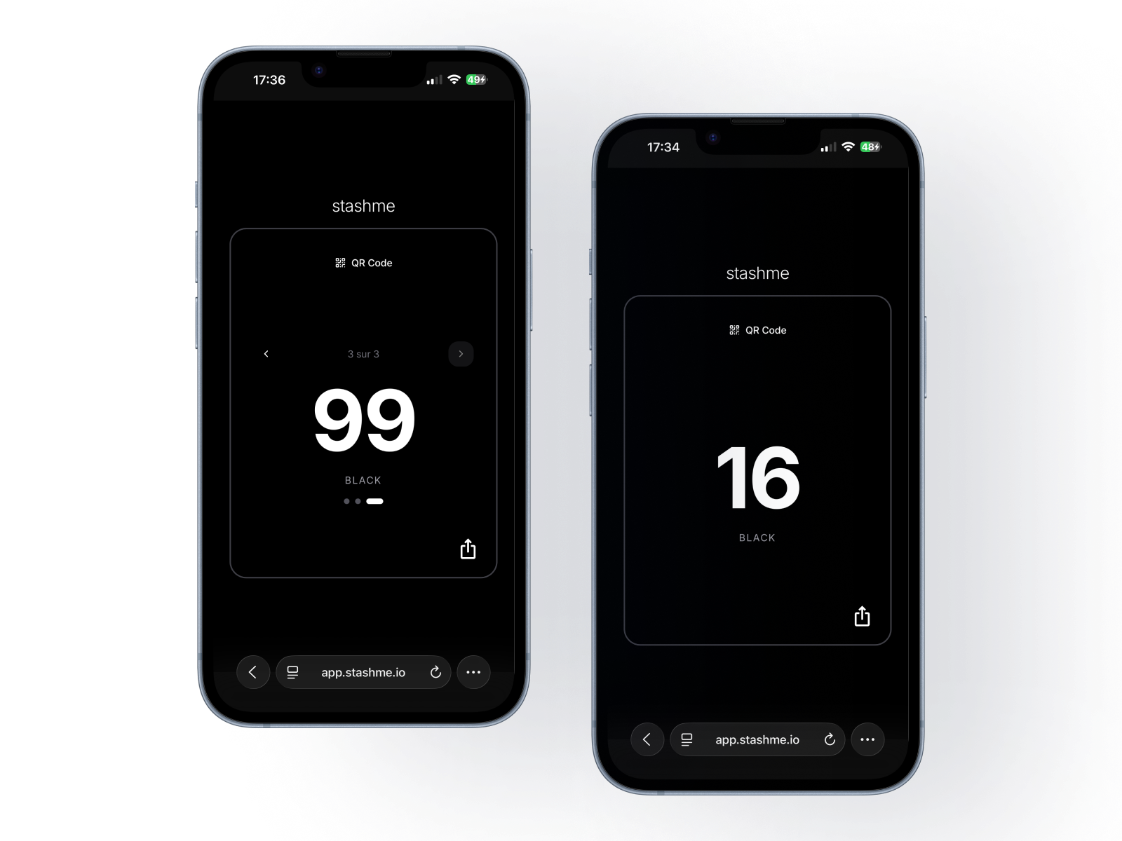 Stashme app sur iPhone